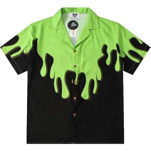 62# High Street Hawaiian Flower Shirt Full Print Beach Cardigan Short Sleeve Men Home Holiday Loose Shirt Blouse Chemise Homme