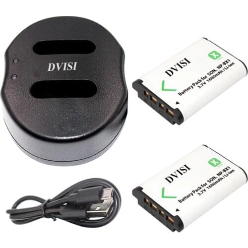 2pcs/set NP-BX1 NP BX1 Camera Batteries with USB Dual Charger for Sony HDR-AS100v AS30 AS15 DSC-RX100 HX400 WX350 Camera