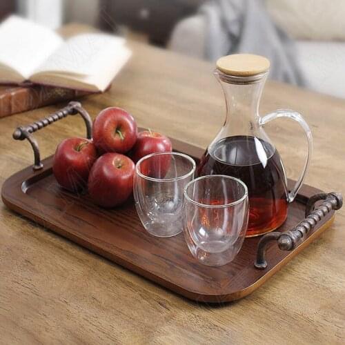 American Wooden Storage Trays Relief Decorative Cosmetic Container Living Room Desktop Snacks Organizer Home Decoration Modern