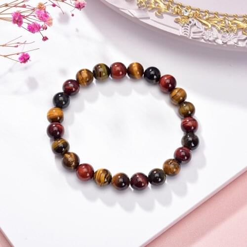 Charms Handmade Beads Bracelet Jewelry Natural Stone Genuine Rope Bracelet Tiger Eyes Strand Bracelets Bangles Gifts 18cm B395