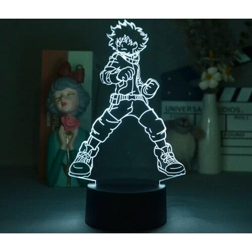 Bluetooth 3D Illusion Lights Decor Desk Lamp LED Nightlight My Hero Academia Midoriya Izuku Room Decoration Teenager Fans Gifts