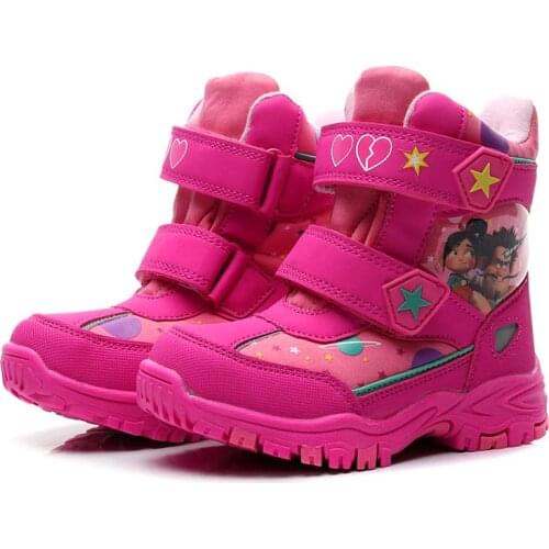 Kids winter hiking sneakers girls wool-padded snow shoes all-match anti-slip waterproof trekking shoes kids Zaptillas FOR -30C