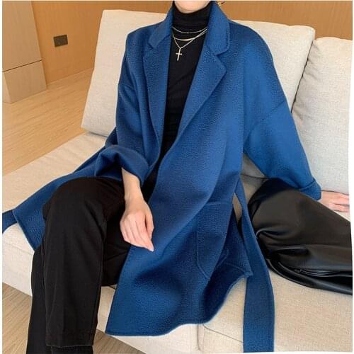 Double-sided cashmere coat female in the new winter long robe with MAX classic water ripple cloth coat