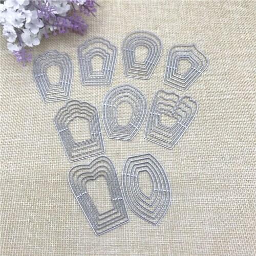 Julyarts 9Pcs Irregular Figure Circle Frame Metal Cutting Die Stencil Scrapbooking Card Making Die Metal Crafts Die Cut Stitch