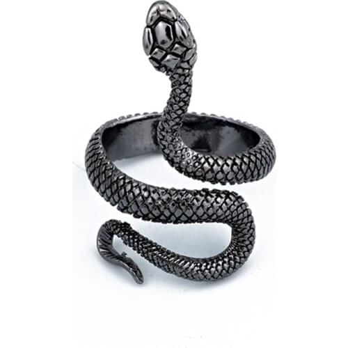 2 models Stereoscopic 2021 New Retro Punk Exaggerated Snake Ring Fashion Personality Snake Opening Adjustable Ring Jewelry Gift