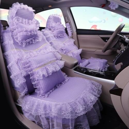 Cute Purple Car Seat Covers Sets For Women Girls Full Set Interior Kawaii Decoration Protector Accessories For Toyota Camry Rav4
