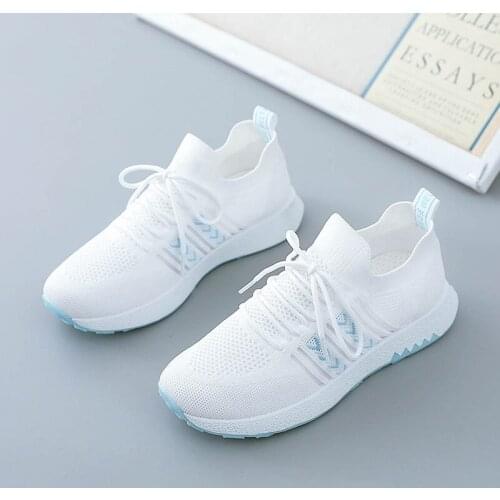 Flying Woven Breathable Womens Vulcanized Shoes Fashion All-match Increased Casual Shoes Outdoor Sports Shoes with Rubber Sole