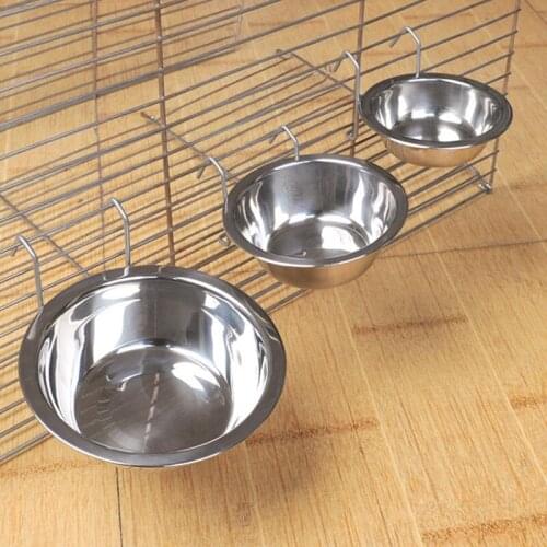 Pet Bowl Can Hang Stationary Dog Cage Bowls Stainless Steel Dog Cat Hanging Bowls Durable Puppy Kitten Feeder