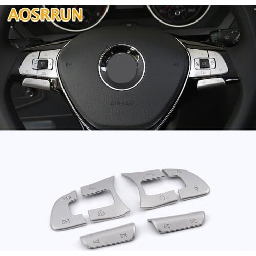 AOSRRUN Abs Multi-function steering wheel Stickers Cover decoration Car Accessories For Volkswagen VW Tiguan 2017
