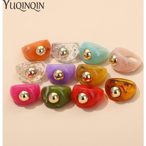 Acrylic Fashion Womens Rings Minimalist Big Transparent Punk Finger Rings for Girls Vintage Accessories Designer Female Jewelry