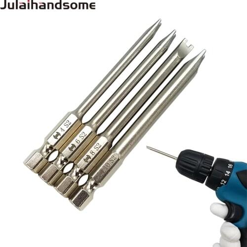 Julaihandsome 1/4" Shank Screwdriver Bits Set U Type Bits 75mm Length Spanner Bit U4 U6 U8 U10 S2 Steel with Magnetic