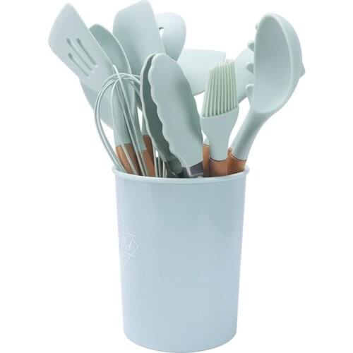 Silicone Kitchenware Set Non-stick Pan Kitchen Tool Cooking Utensils Set With Storage Bucket For Kitchen Cocina Gadget Conjuntos