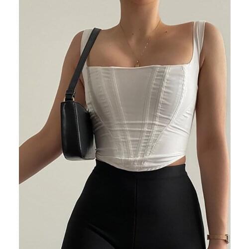 ELIJOIN Autumn 2021 Fashion Fishbone Square Collar Navel Short Suspender Jacket
