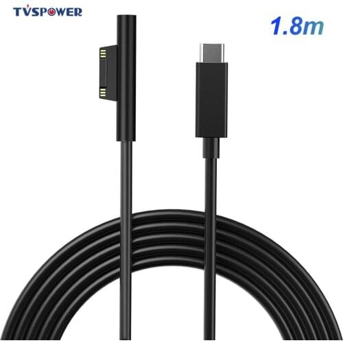 PD 3A 15V USB C to Microsoft Surface Cable Power Supply Laptop Adapter Charging Cord 1.8M for Surface Pro 6/5/4/3/Pro Go