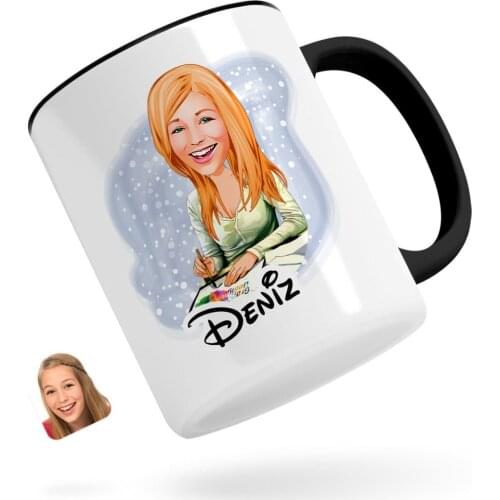 Personalized Women 'S Graphic Designer Caricature Of Black Mug Bardak-1
