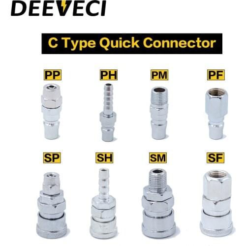 Pneumatic fitting Metal C type quick connector high pressure coupling SP SF SH SM PP PF PH PM 20 30 40 inch thread