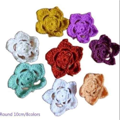 5Pcs Handmade DIY Flowers cotton crochet Patch Iron On Patches Sewing Applique Badges stripe Sticker lace clothes guipure decor