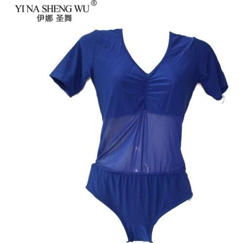 New Arrival Crystal Cotton Mesh Belly Dance Top Bodysuit Bottoming Women Short Sleeve BellyDance Body Tops Sexy Top Practicewear