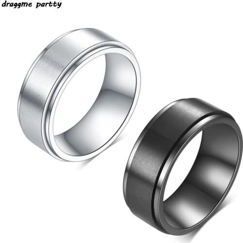 Rotating Glossy Mens Simple Ring Casual Male Stylish Punk Spinner Ring Jewelery Gift