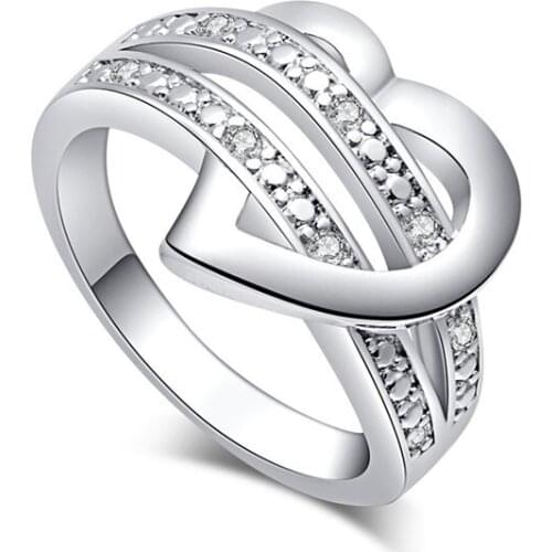 MISANANRYNE Women Jewelry Anillos Bijouterie Silver Color Heart Women Wedding Ring Size 7-9 Valentines Day Gift Dropshipping