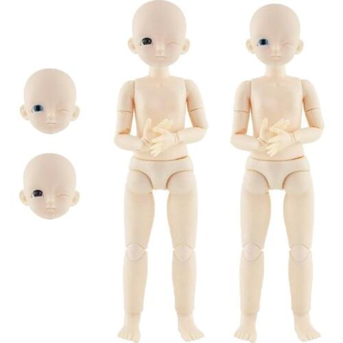 1/6 BJD Winking Girl Flexible Blank Figure Doll Parts DIY White Skin