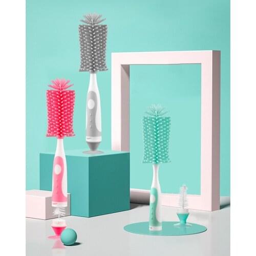 2 in 1 Cleaner Nipple Brush Silicone Bottle Brush Baby Bottle Detachable Brush For Feeding Bottle Cleaner for Narrow Neck Bottle