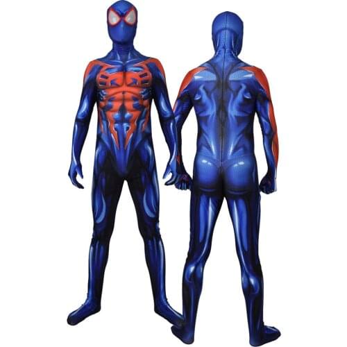 2099 Superhero Cosplay Costume Boys Blue Red Bodysuit Halloween Zentai Full Body Suit