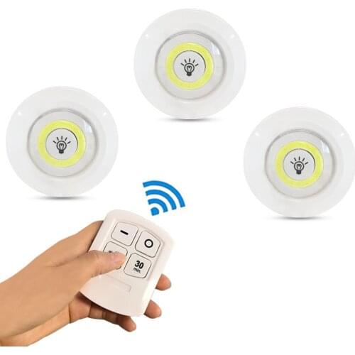 3W COB LED Under Cabinet Light Indoor Tap Remote Dimmable Battery Book Table Night Lamp for Corridor Stair Kitchen loft Lighting