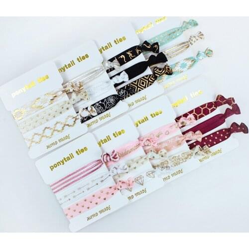 40 sets /lot, Gold Foil Hair ties, Ponytail Holder, Birthday Party Favors