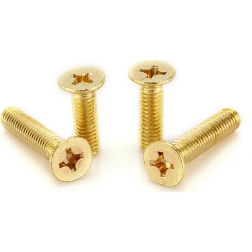 60pcs M4*6/8/10/12/16/20/25/30mm Countersunk head screws flat head cross Countersunk head screw Brass cross head machine screws