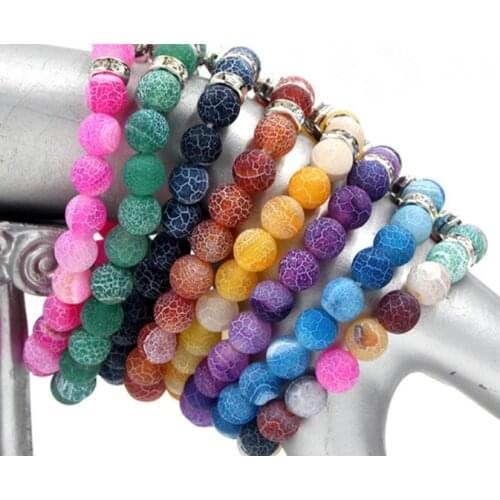 8mm vv3 micro pave cz zircon cubic zirconia elastic adjusted nature stone weathering agate Onyx volcanic lava Charm Bracelet