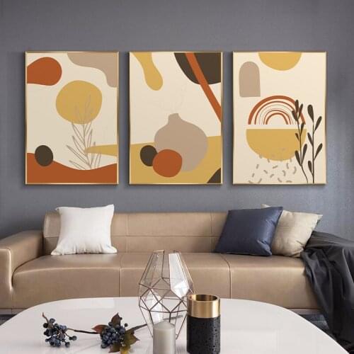 Abstract Geometric Botanical Terracotta Poster and Print Canvas Printing Wall Art Pictures Living Room Home Decor No Frame