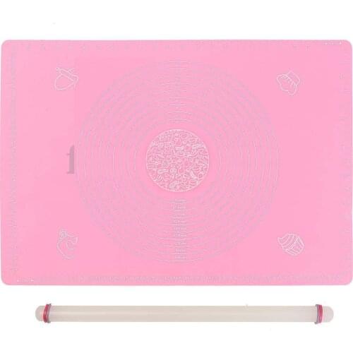 Nonstick Silicone Baking Cooking Mat with Measurement + Fondant Rolling Pin