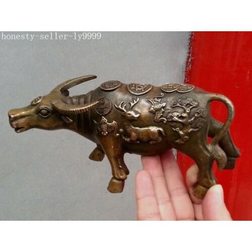 Free shipping classical animal Statue Ox Sculpture statue Garden Copper animal Statue Sculpture Decoration living room off 50