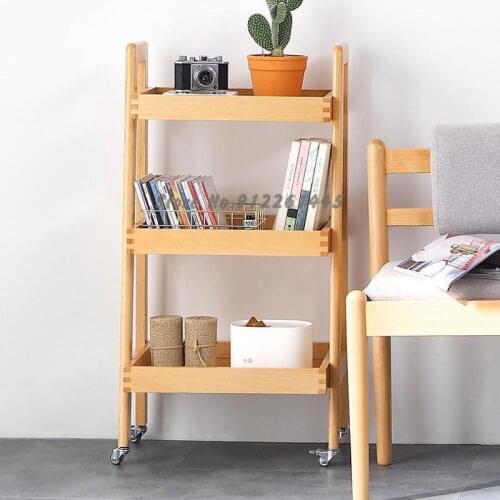 Solid Wood Side Table Movable Sofa Side Cabinet Storage Cabinet Shelf Guest Restaurant Small Tea Table Side Cabinet Nordic Corne