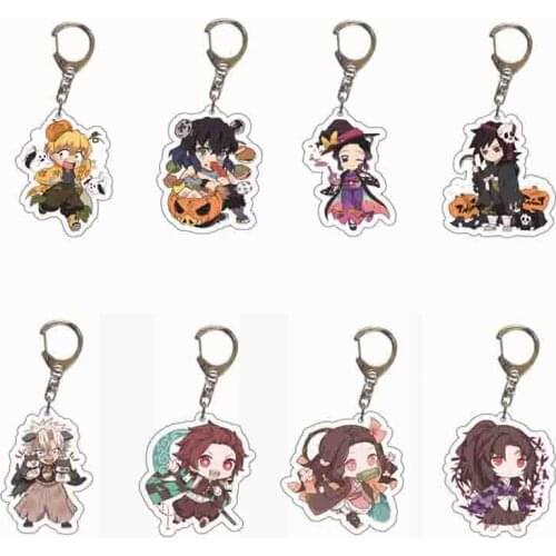 Japan Anime Keychain Demon Slayer Cute Tanjirou Inosuke Gift for Boy Girl Bag Phone Pendant Trinket Key Chain Accessories