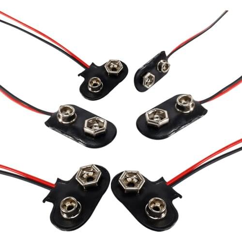 For 5PCS 10PCS 6F22 9V 15CM Battery Adapter T/I Type Snap Connector Cable Clip Lead Wires Buckle For Arduino DIY