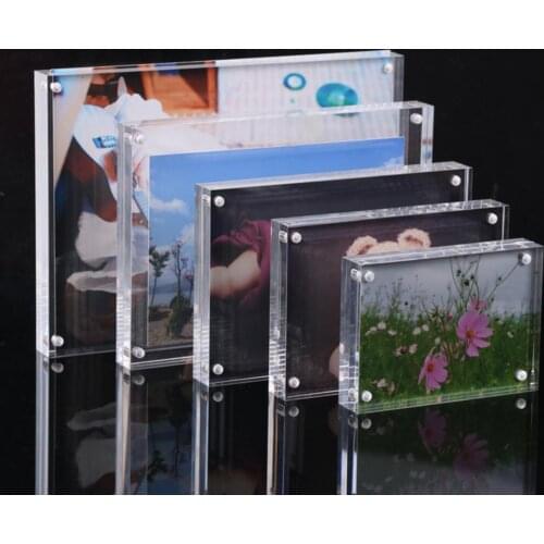 9size Quality Rectangle Magnet Photo Frame Home Decor Acrylic Transparent Picture Frames Wedding Couple Birthday Gift Ornament