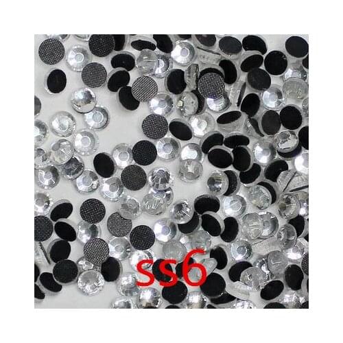 DMC Hotfix Rhinestone clear white colour Size ss6(1.9-2mm) 1440pcs/ag Flat back rhinestone with glue for shoes dress accessaries