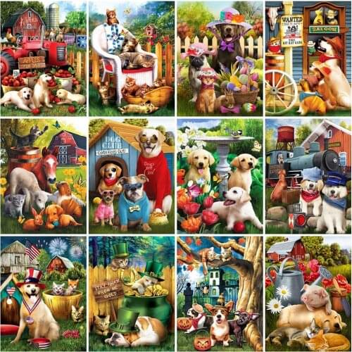 Evershine 5D DIY Diamond Painting Dog Rhinestone Picture Diamond Embroidery Animal Full Square Round Drill Wall Decorations