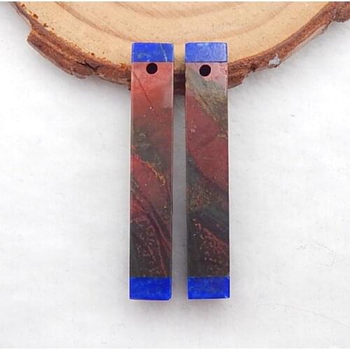Hot sale Multi-Color Picasso jasper and Lapis Lazuli Intarsia Gemstone Earring Bead,37x6x6mm,7.6g