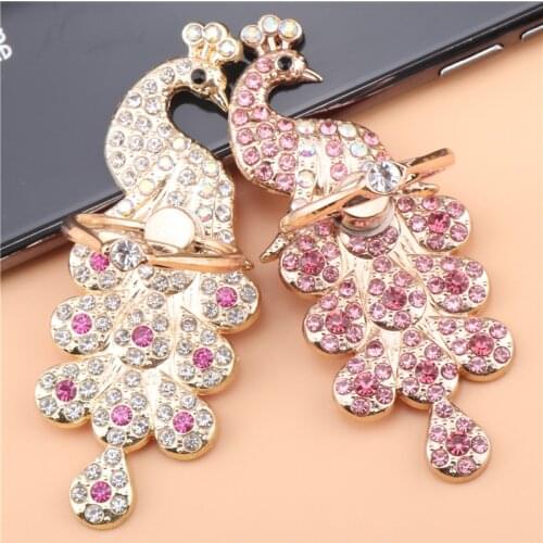 Diamond Finger Ring Holder Peacock Shape Fashion 360 Degree Rotation For iphone Xs 6 7 8 plus Stand Mount Support