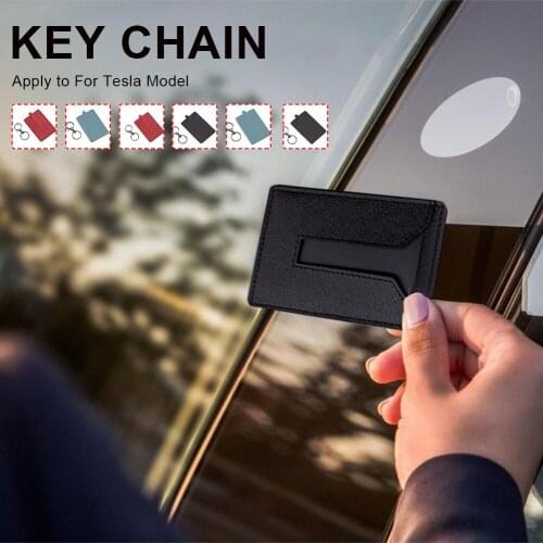 Leather Key Case for Car Protector Cover For Tesla Model 3 Key Case Ring Bag Chain Clip Anti-scratch Non-Slip Auto Accessorie