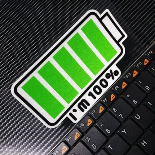 LuLuSticker #247 12x7cm Full Charge 100% Battery Creative Reflective Stickers Waterproof Car Styling Automobile Accessories