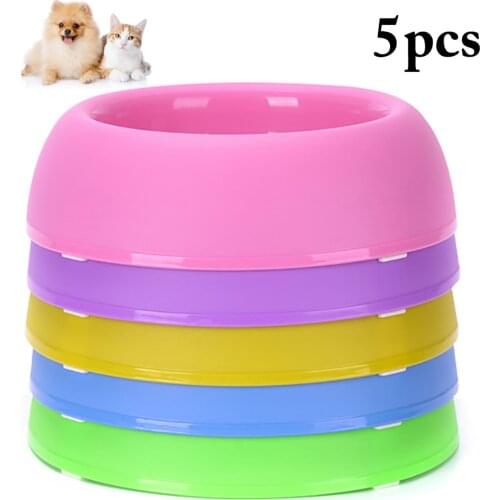 5PCS Pet Dog Bowl Round Non-slip Plastic Travel Bowl For Dog Portable Dog Bowl for Pet Cat Food Water Feeding Pet Supplies