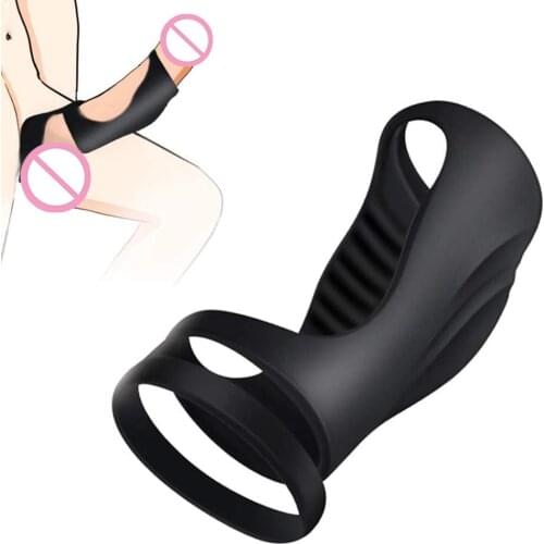 Reusable Silicone Penis Ring Enlargement Delayed Ejaculation Sex Toys For Men Cock Ring Scrotum Stretcher Male Chastity Device
