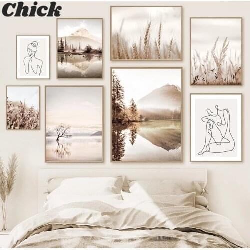 Flower Scenery Picture Wall Art Canvas Painting Modern Nordic Abstract Minimalist Figure Posters And Prints For Home Art Decor