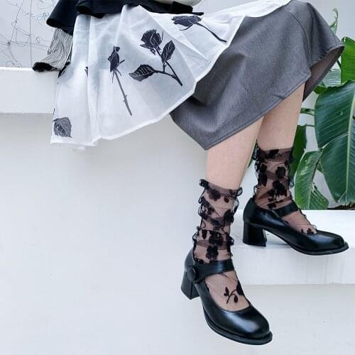 New Product Retro Lace Three-dimensional Rose Flower Net Yarn Pile Pile Socks Anime Jk Girl Student Socks Cute Socks Ladies