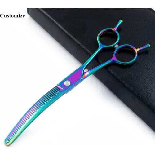 Customize logo JP steel 7 inch 40 teeth Pet dog grooming hair scissors pet thinning Barber haircut shears Hairdressing Scissors