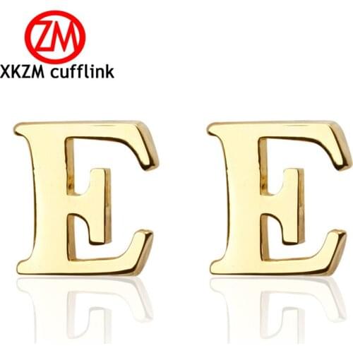 Wholesale Mens Cuff Links golden letter E Cuff Link CUSTOM Cufflinks Men Accessories men cufflinks high quality button